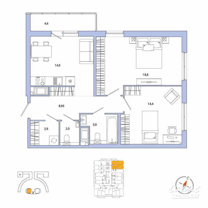 2-к квартира, 67.25 м², этаж 5/25 Санкт-Петербург - изображение 3