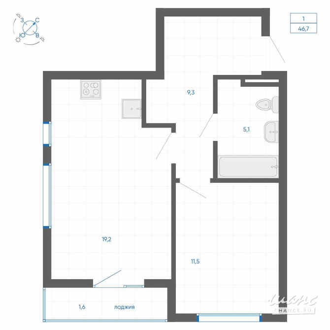 1-к квартира, 46.7 м², этаж 4/32 Екатеринбург - изображение 3