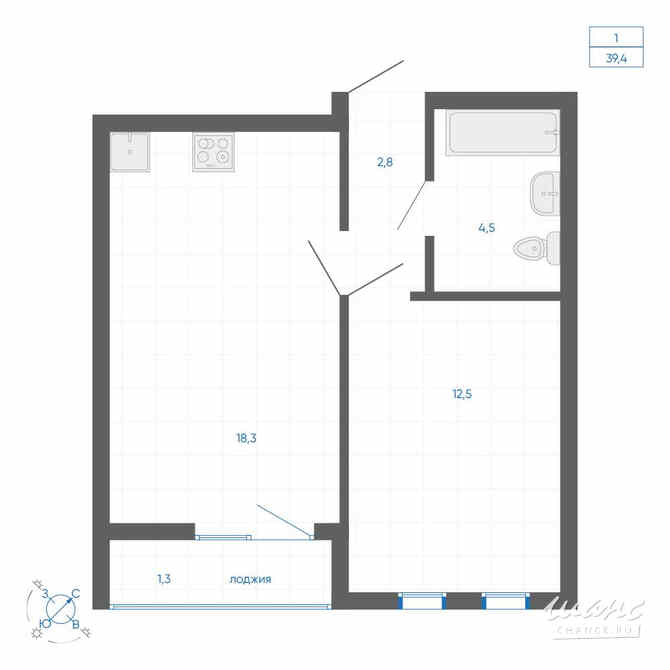 1-к квартира, 39.4 м², этаж 5/22 Екатеринбург - изображение 3