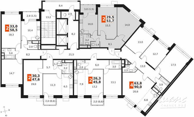 2-к квартира, 55 м², этаж 15/17 Москва - изображение 1
