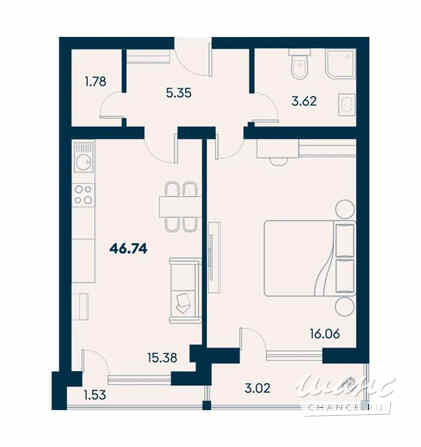 2-к квартира, 25.88 м², этаж 8/8 Крым - изображение 3