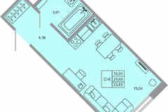 1-к квартира, 23.83 м², этаж 1/17
