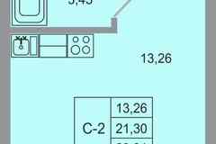 1-к квартира, 23.91 м², этаж 17/17