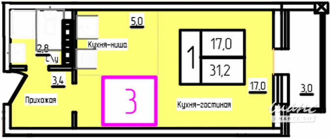 1-к квартира, 31.2 м², этаж 2/12 Троицк - изображение 3