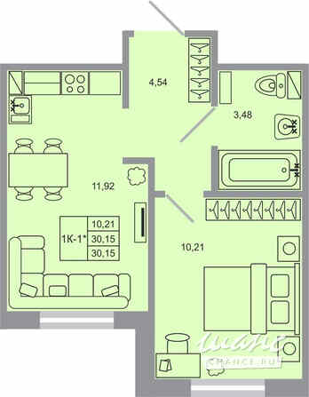 1-к квартира, 30.15 м², этаж 1/17 Бугры - изображение 1