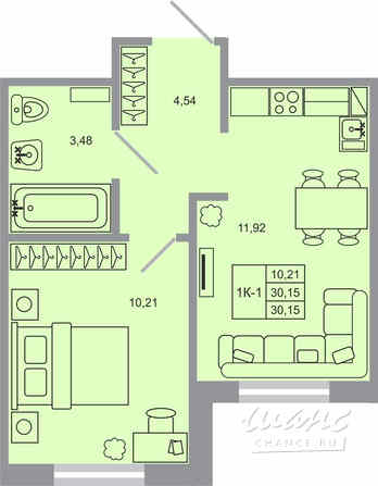 1-к квартира, 30.15 м², этаж 1/17 Бугры - изображение 1