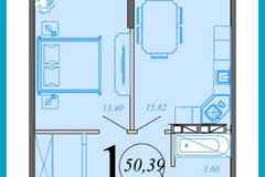 1-к квартира, 47.3 м², этаж 4/18