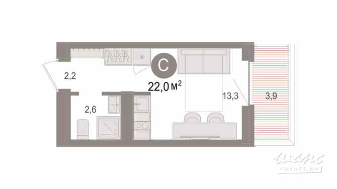 1-к квартира, 22.01 м², этаж 2/8 Новосибирск - изображение 3