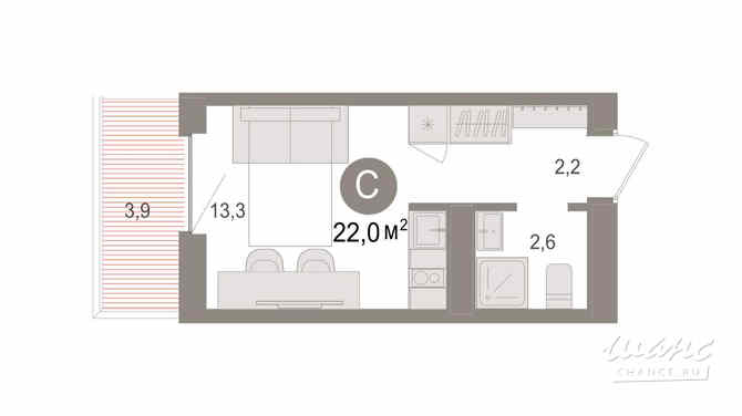 1-к квартира, 22.03 м², этаж 4/8 Новосибирск - изображение 3