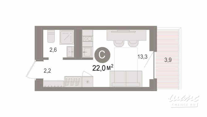 1-к квартира, 22.03 м², этаж 3/8 Новосибирск - изображение 3