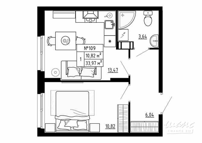 1-к квартира, 33.97 м², этаж 4/4 Ломоносов - изображение 3