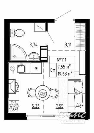 1-к квартира, 19.63 м², этаж 3/4 Ломоносов - изображение 3