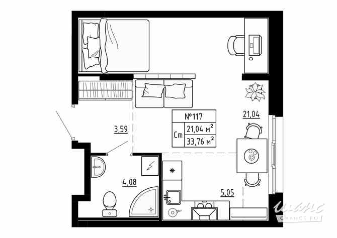 1-к квартира, 33.76 м², этаж 1/4 Ломоносов - изображение 3