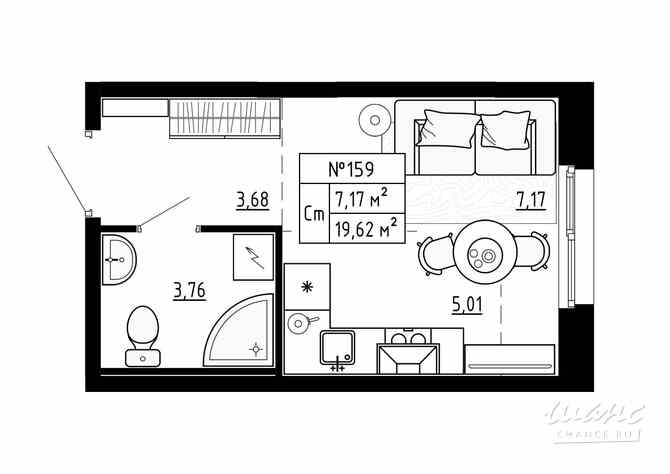 1-к квартира, 19.61 м², этаж 1/4 Ломоносов - изображение 3