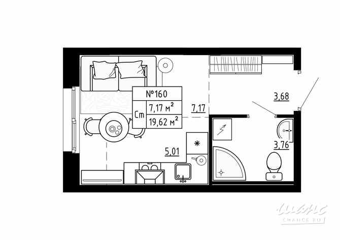 1-к квартира, 19.61 м², этаж 1/4 Ломоносов - изображение 3