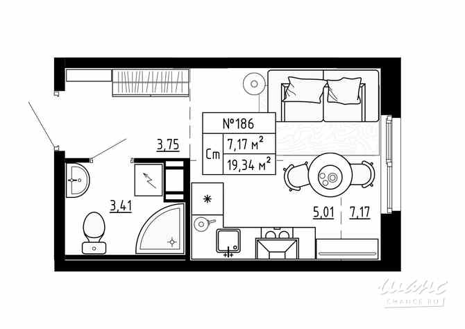 1-к квартира, 19.33 м², этаж 4/4 Ломоносов - изображение 3