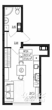 1-к квартира, 27.04 м², этаж 4/4 Выборг - изображение 3