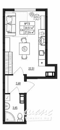 1-к квартира, 27.04 м², этаж 4/4 Выборг - изображение 3