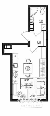 1-к квартира, 27.03 м², этаж 4/4 Выборг - изображение 3