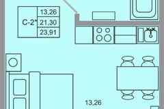 1-к квартира, 23.91 м², этаж 16/17
