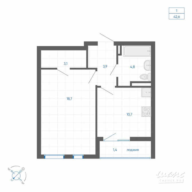 1-к квартира, 42.6 м², этаж 21/32 Екатеринбург - изображение 3