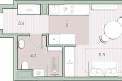 1-к квартира, 24.6 м², этаж 9/13