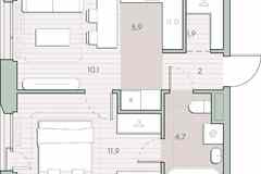 1-к квартира, 36.5 м², этаж 3/4