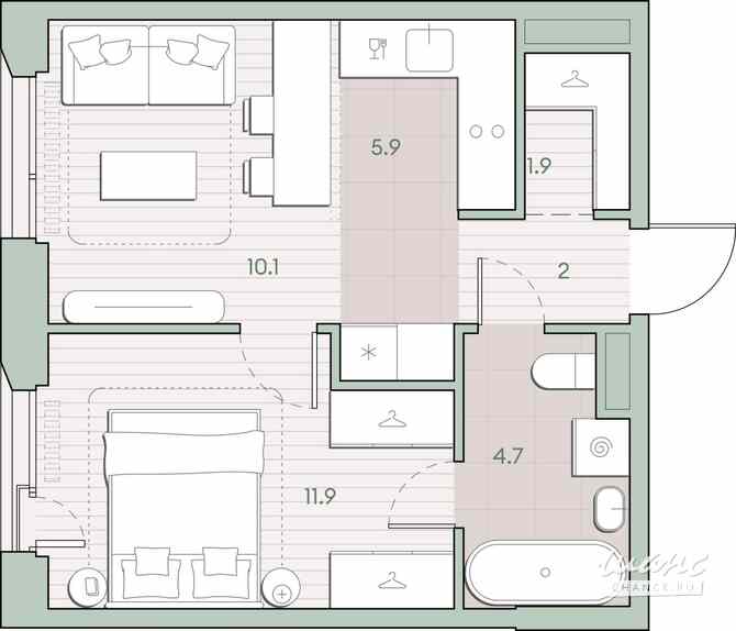 1-к квартира, 36.5 м², этаж 3/4 Москва - изображение 1