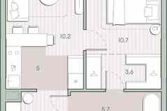 1-к квартира, 39.2 м², этаж 2/13