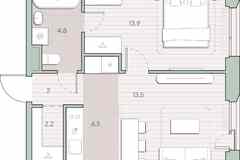1-к квартира, 42.9 м², этаж 3/4