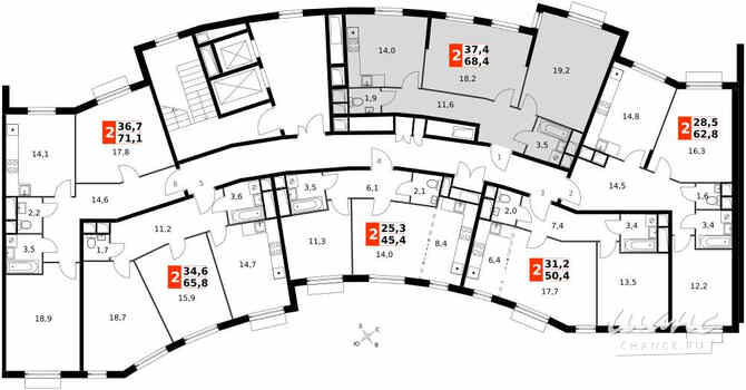 2-к квартира, 68.5 м², этаж 12/12 Москва - изображение 1
