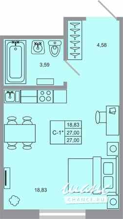 1-к квартира, 27 м², этаж 1/17 Бугры - изображение 1