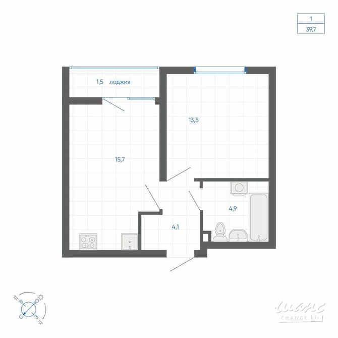 1-к квартира, 39.7 м², этаж 3/32 Екатеринбург - изображение 3