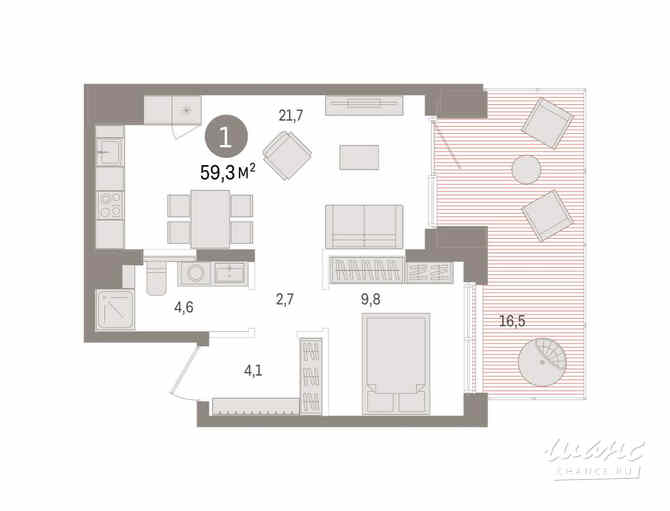 1-к квартира, 59.33 м², этаж 1/9 Новосибирск - изображение 3