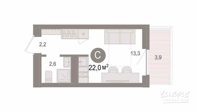 1-к квартира, 22.03 м², этаж 4/9 Новосибирск - изображение 3