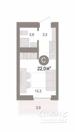 1-к квартира, 22.03 м², этаж 7/8 Новосибирск - изображение 3