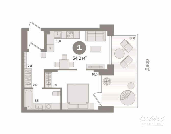 1-к квартира, 53.99 м², этаж 1/8 Новосибирск - изображение 3