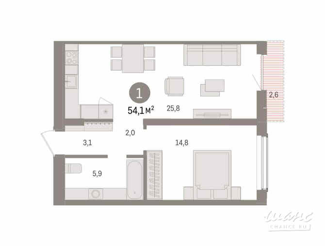 1-к квартира, 54.13 м², этаж 14/16 Новосибирск - изображение 3