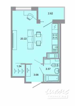 1-к квартира, 28.8 м², этаж 15/15 Бугры - изображение 1