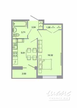 1-к квартира, 33.7 м², этаж 11/20 Бугры - изображение 1