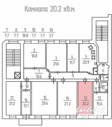 Комната 20.2 м², в 9-к квартире, этаж 3/7 Санкт-Петербург - изображение 2