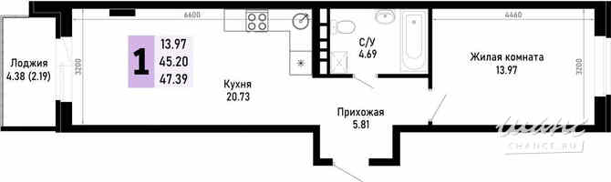 1-к квартира, 47.39 м², этаж 3/4 Анапа - изображение 3
