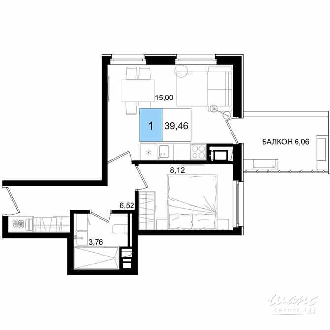 1-к квартира, 39.46 м², этаж 2/9 Анапа - изображение 3