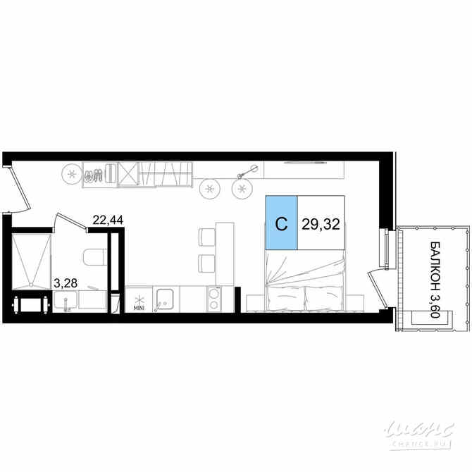 1-к квартира, 29.32 м², этаж 4/9 Анапа - изображение 3