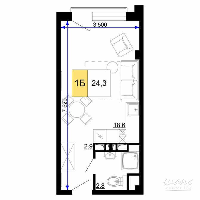 1-к квартира, 24.3 м², этаж 4/9 Анапа - изображение 3