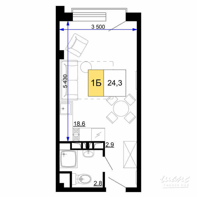 1-к квартира, 24.3 м², этаж 2/9 Анапа - изображение 3