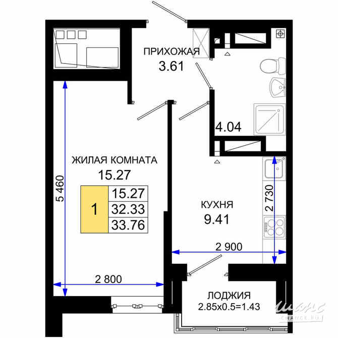 1-к квартира, 33.76 м², этаж 24/25 Ростов-на-Дону - изображение 3