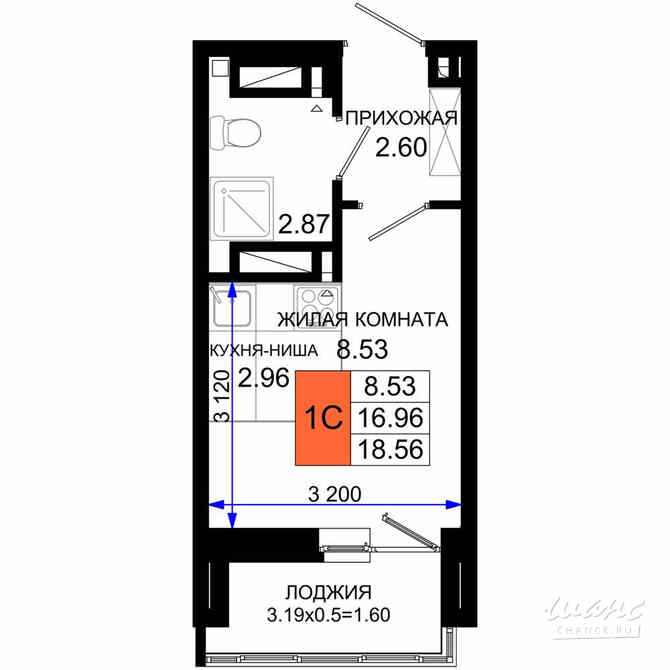 1-к квартира, 18.56 м², этаж 20/25 Ростов-на-Дону - изображение 3