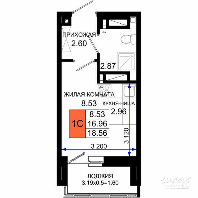 1-к квартира, 18.56 м², этаж 16/25 Ростов-на-Дону - изображение 3