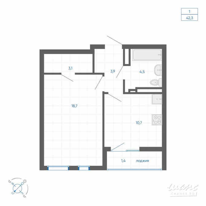 1-к квартира, 42.3 м², этаж 25/32 Екатеринбург - изображение 3